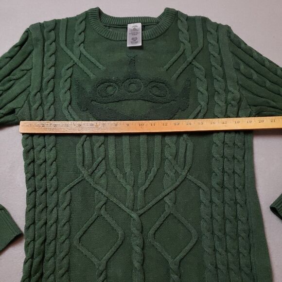 Toy Story Alien Sweater 👽 Disney Sweater Women's Size L Green Pixar cable knit - Picture 8 of 9
